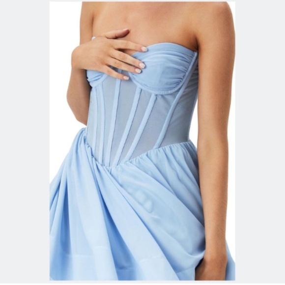 NWT Bardot Hart Corset Strapless Mini Dress - color Arctic Blue - US 4, small - Picture 3 of 8
